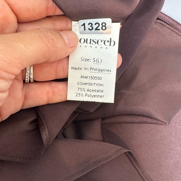 House of CB Shiema Rich Brown Fit & Flare Deep Vneck Mini Dress Size S Party - Picture 6 of 11